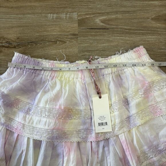 Love Shack Fancy Skirt Size Large Ruffle Mini Skirt Multi Tie Dye New With Tags - Picture 7 of 8